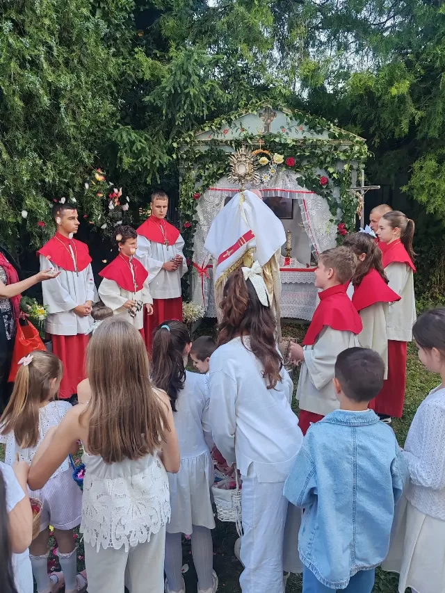 Svetkovina Tijelova - misno slavlje i procesija u župi Uzvišenja svetog Križa u Rumi - fotografija 9
